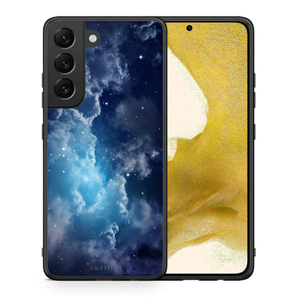 Θήκη Samsung S22 Blue Sky Galaxy από τη Smartfits με σχέδιο στο πίσω μέρος και μαύρο περίβλημα | Samsung S22 Blue Sky Galaxy case with colorful back and black bezels