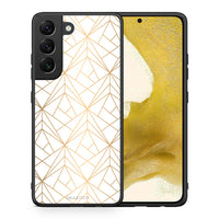 Thumbnail for Θήκη Samsung S22 Luxury White Geometric από τη Smartfits με σχέδιο στο πίσω μέρος και μαύρο περίβλημα | Samsung S22 Luxury White Geometric case with colorful back and black bezels