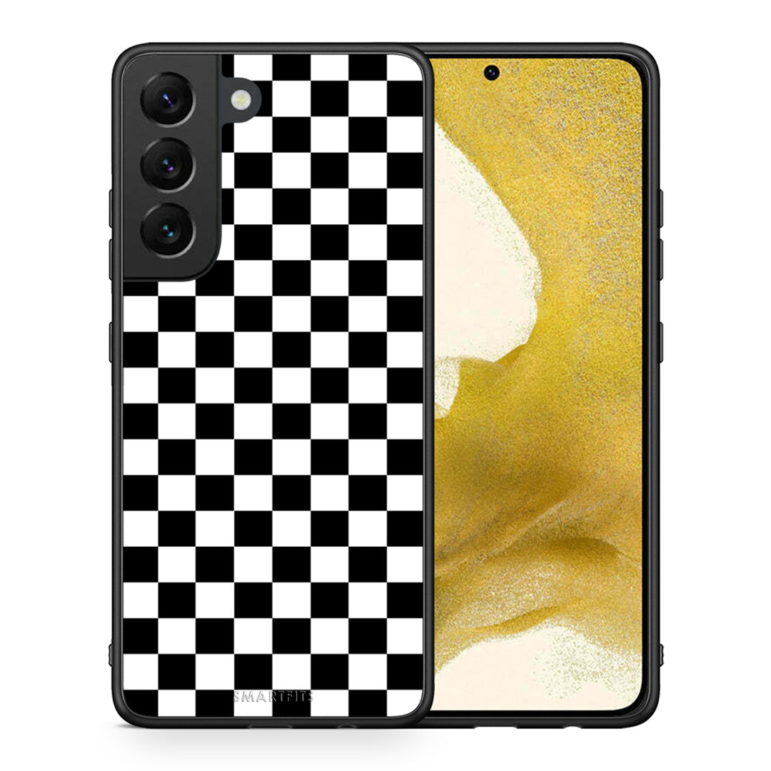 Θήκη Samsung S22 Squares Geometric από τη Smartfits με σχέδιο στο πίσω μέρος και μαύρο περίβλημα | Samsung S22 Squares Geometric case with colorful back and black bezels