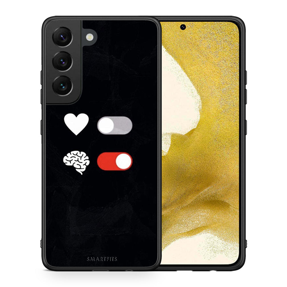 Θήκη Αγίου Βαλεντίνου Samsung S22 Heart Vs Brain από τη Smartfits με σχέδιο στο πίσω μέρος και μαύρο περίβλημα | Samsung S22 Heart Vs Brain case with colorful back and black bezels