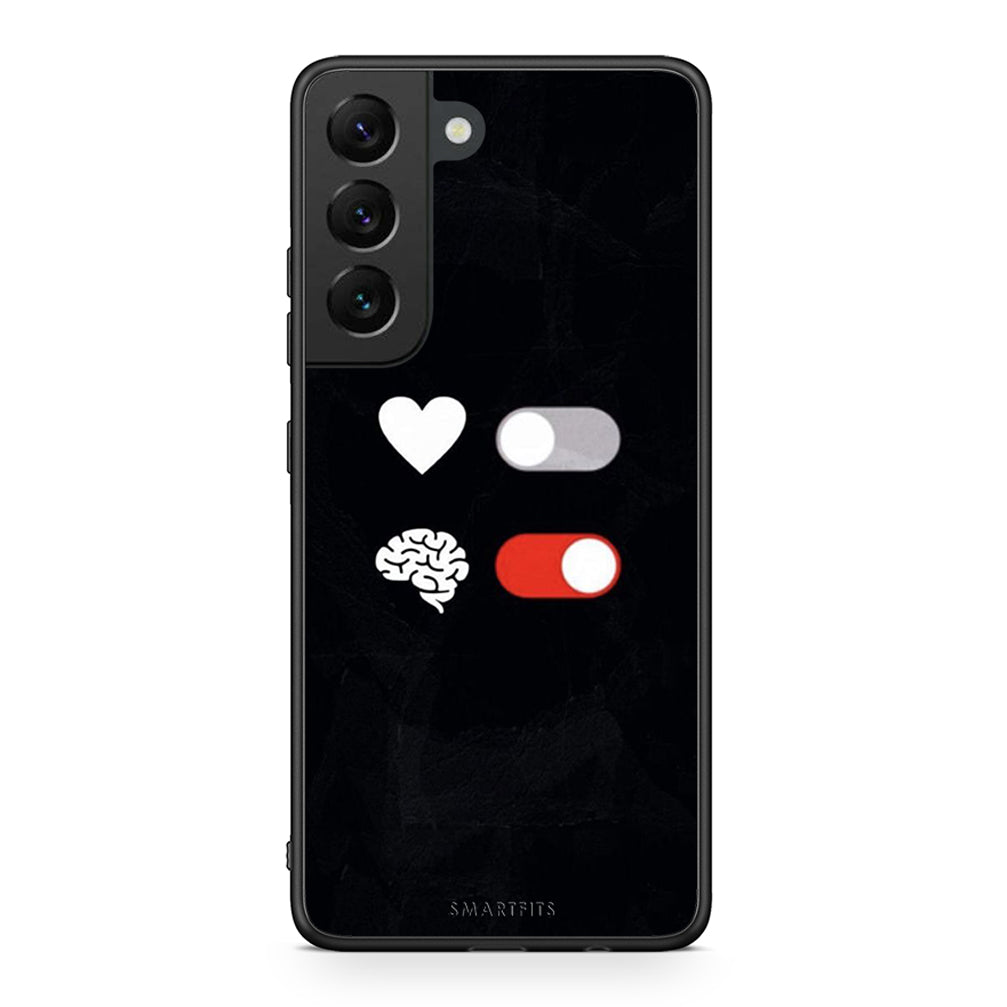 Samsung S22 Heart Vs Brain Θήκη Αγίου Βαλεντίνου από τη Smartfits με σχέδιο στο πίσω μέρος και μαύρο περίβλημα | Smartphone case with colorful back and black bezels by Smartfits