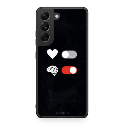 Samsung S22 Heart Vs Brain Θήκη Αγίου Βαλεντίνου από τη Smartfits με σχέδιο στο πίσω μέρος και μαύρο περίβλημα | Smartphone case with colorful back and black bezels by Smartfits