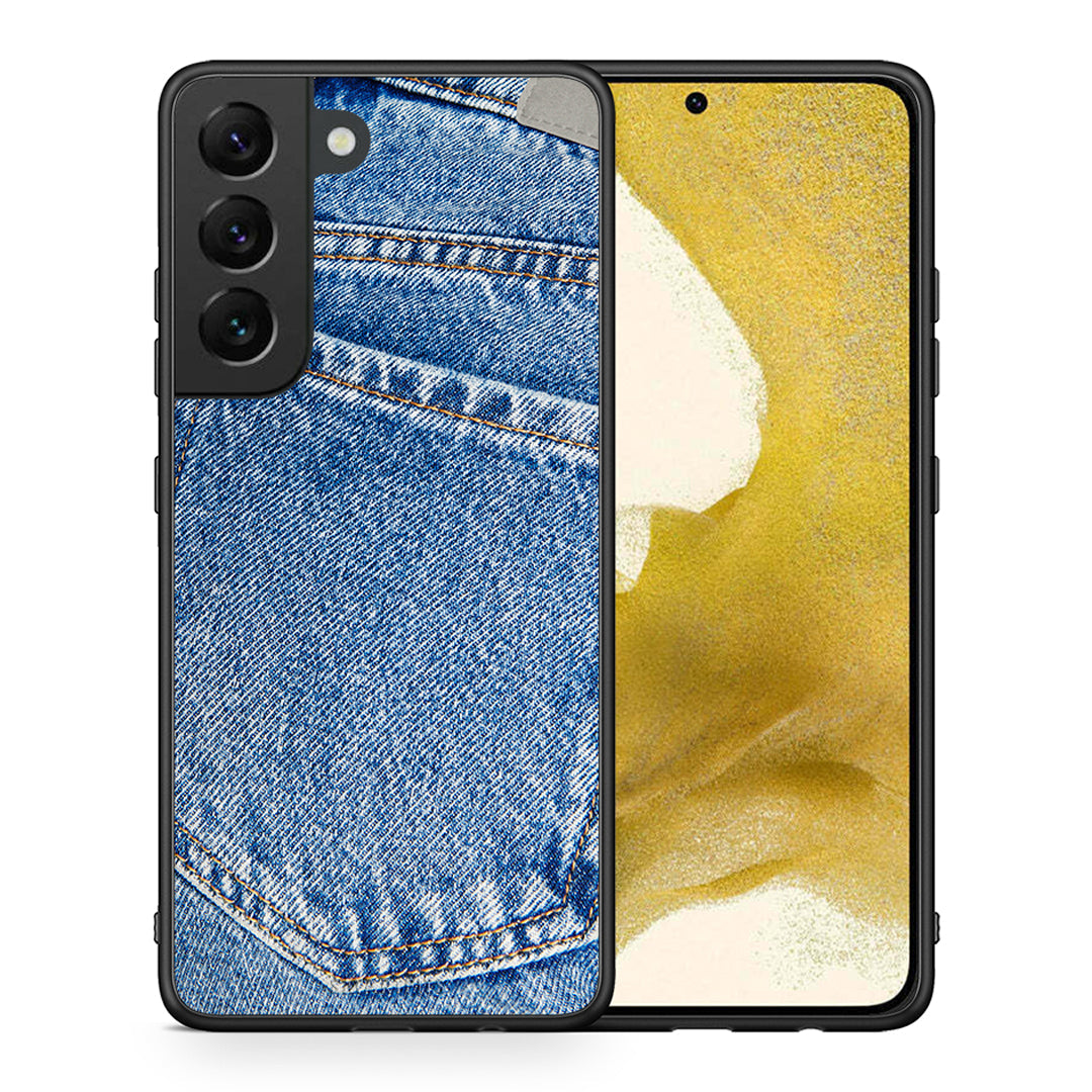 Θήκη Samsung S22 Jeans Pocket από τη Smartfits με σχέδιο στο πίσω μέρος και μαύρο περίβλημα | Samsung S22 Jeans Pocket case with colorful back and black bezels