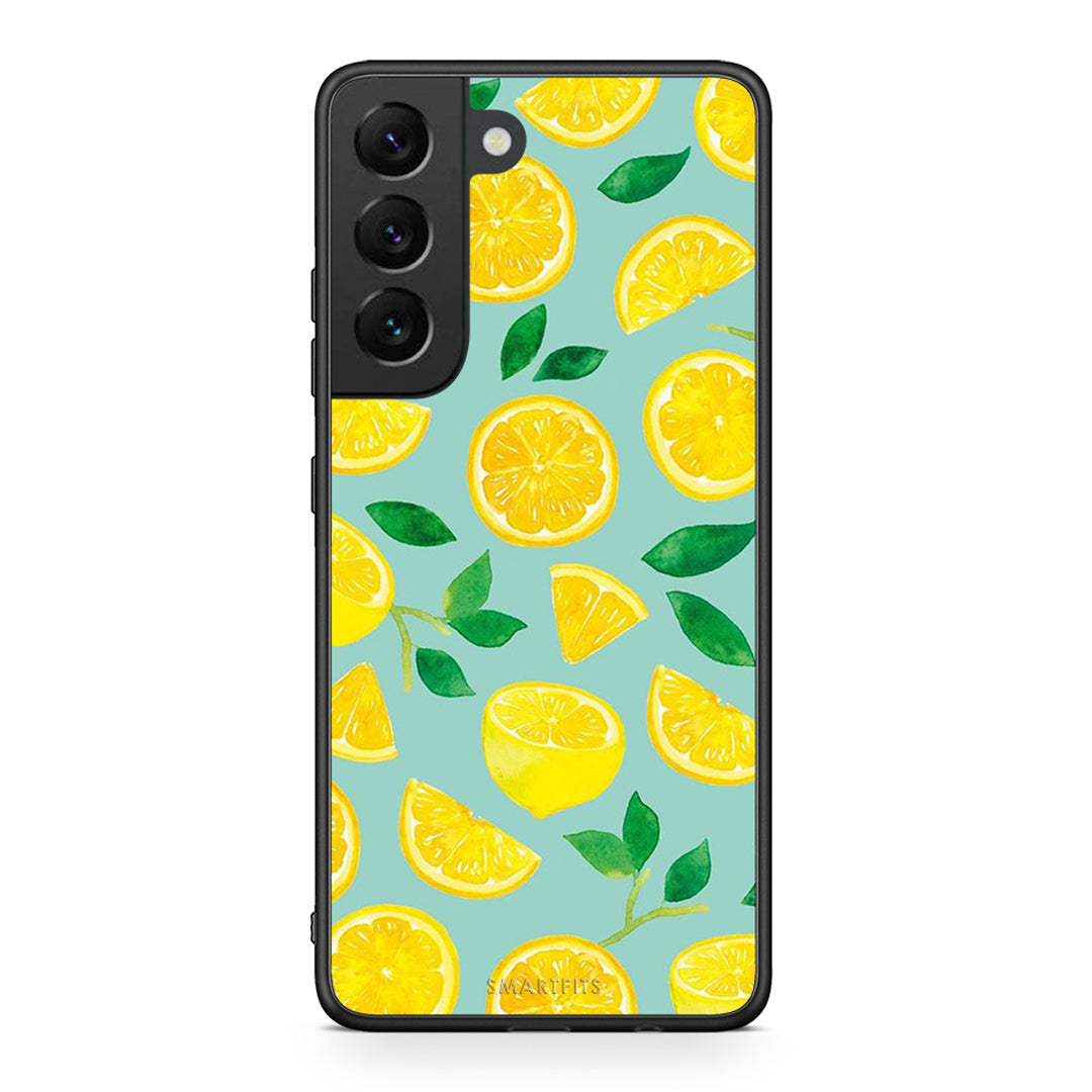 Samsung S22 Lemons θήκη από τη Smartfits με σχέδιο στο πίσω μέρος και μαύρο περίβλημα | Smartphone case with colorful back and black bezels by Smartfits