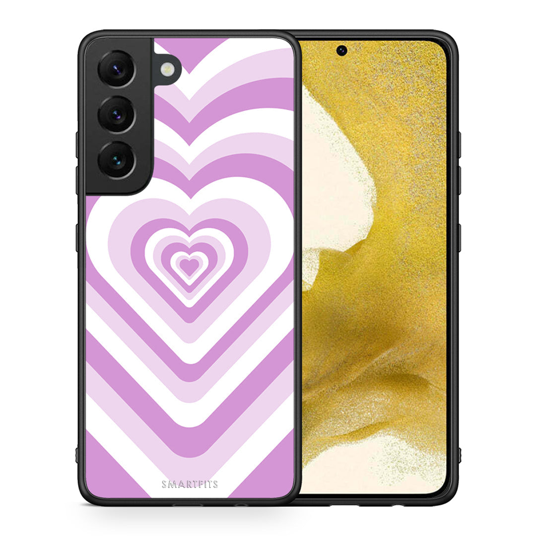 Θήκη Samsung S22 Lilac Hearts από τη Smartfits με σχέδιο στο πίσω μέρος και μαύρο περίβλημα | Samsung S22 Lilac Hearts case with colorful back and black bezels