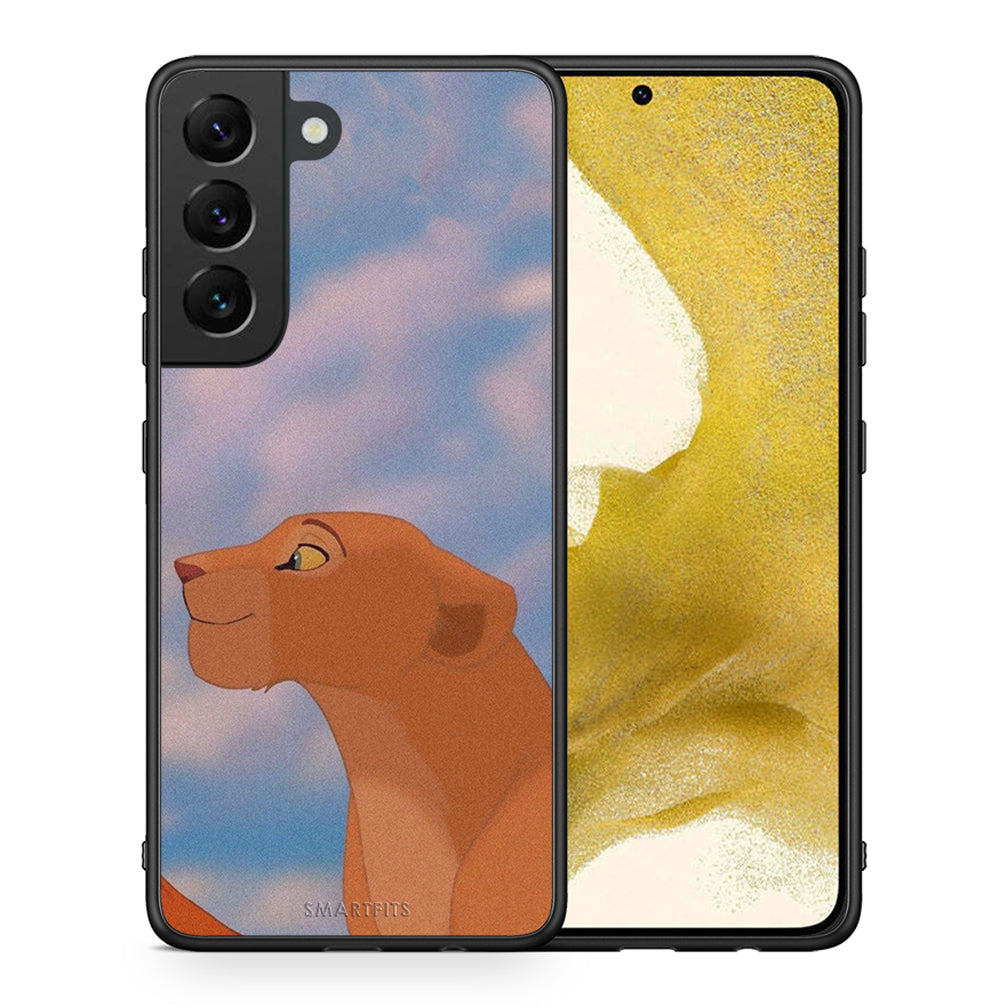 Θήκη Αγίου Βαλεντίνου Samsung S22 Lion Love 2 από τη Smartfits με σχέδιο στο πίσω μέρος και μαύρο περίβλημα | Samsung S22 Lion Love 2 case with colorful back and black bezels