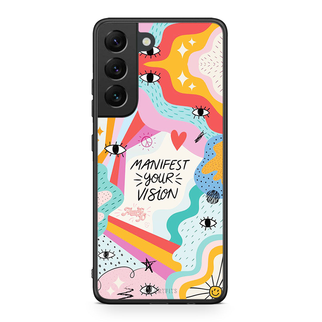Samsung S22 Manifest Your Vision θήκη από τη Smartfits με σχέδιο στο πίσω μέρος και μαύρο περίβλημα | Smartphone case with colorful back and black bezels by Smartfits