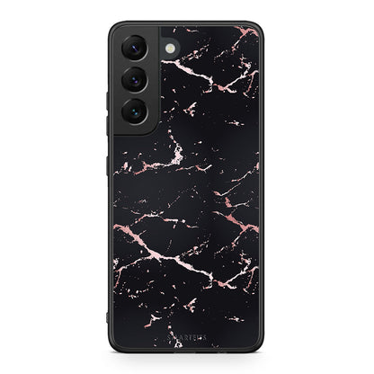 4 - Samsung S22 Black Rosegold Marble case, cover, bumper