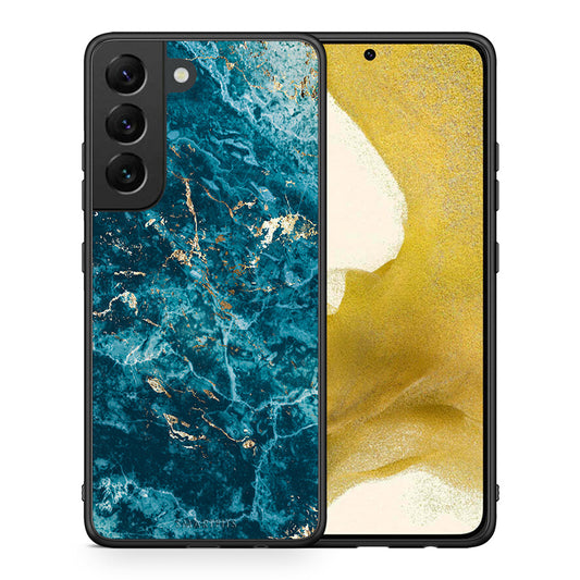 Θήκη Samsung S22 Marble Blue από τη Smartfits με σχέδιο στο πίσω μέρος και μαύρο περίβλημα | Samsung S22 Marble Blue case with colorful back and black bezels