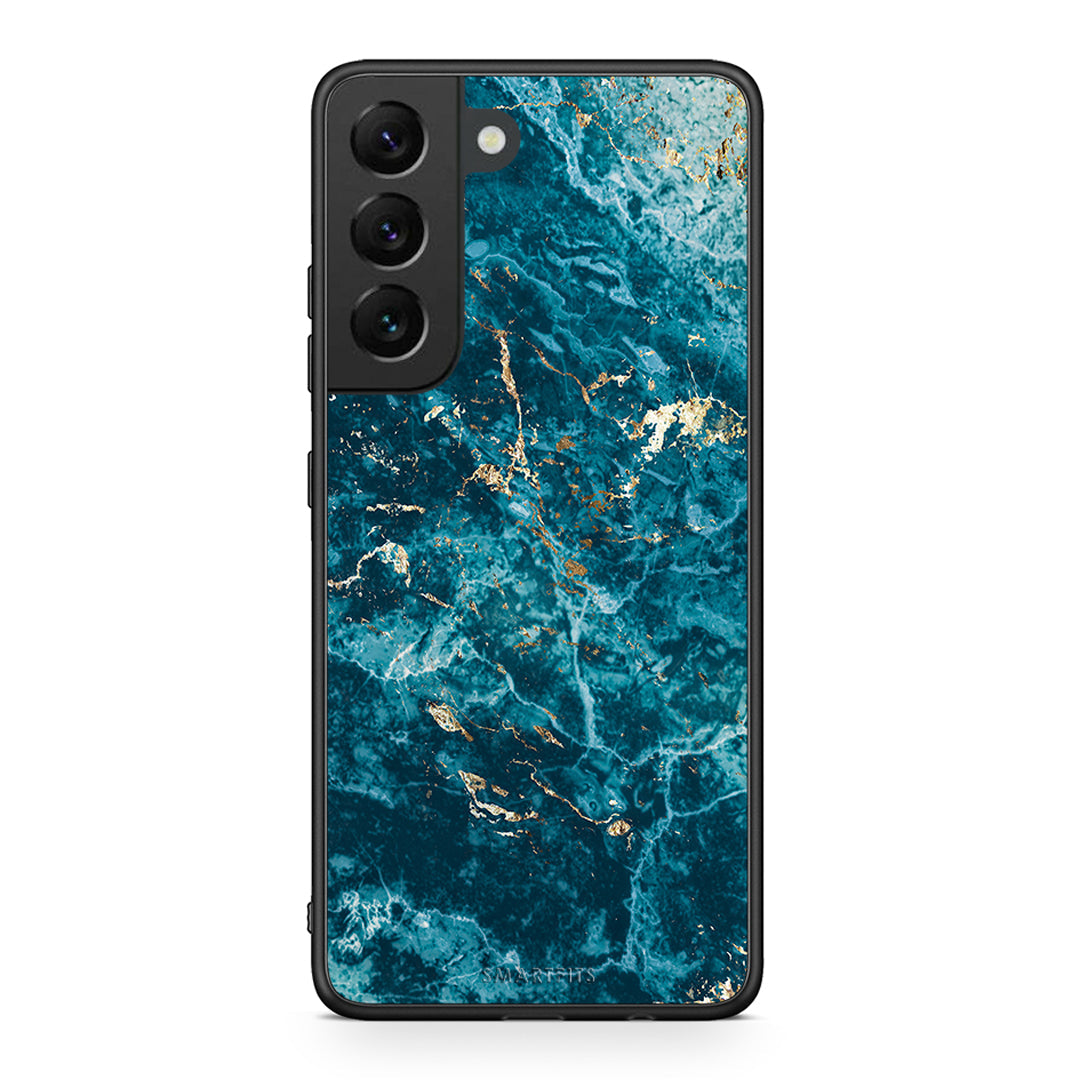 Samsung S22 Marble Blue θήκη από τη Smartfits με σχέδιο στο πίσω μέρος και μαύρο περίβλημα | Smartphone case with colorful back and black bezels by Smartfits