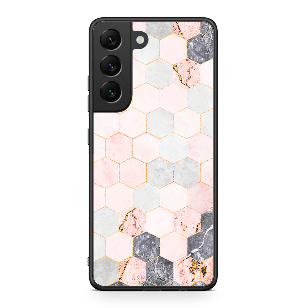 4 - Samsung S22 Hexagon Pink Marble case, cover, bumper