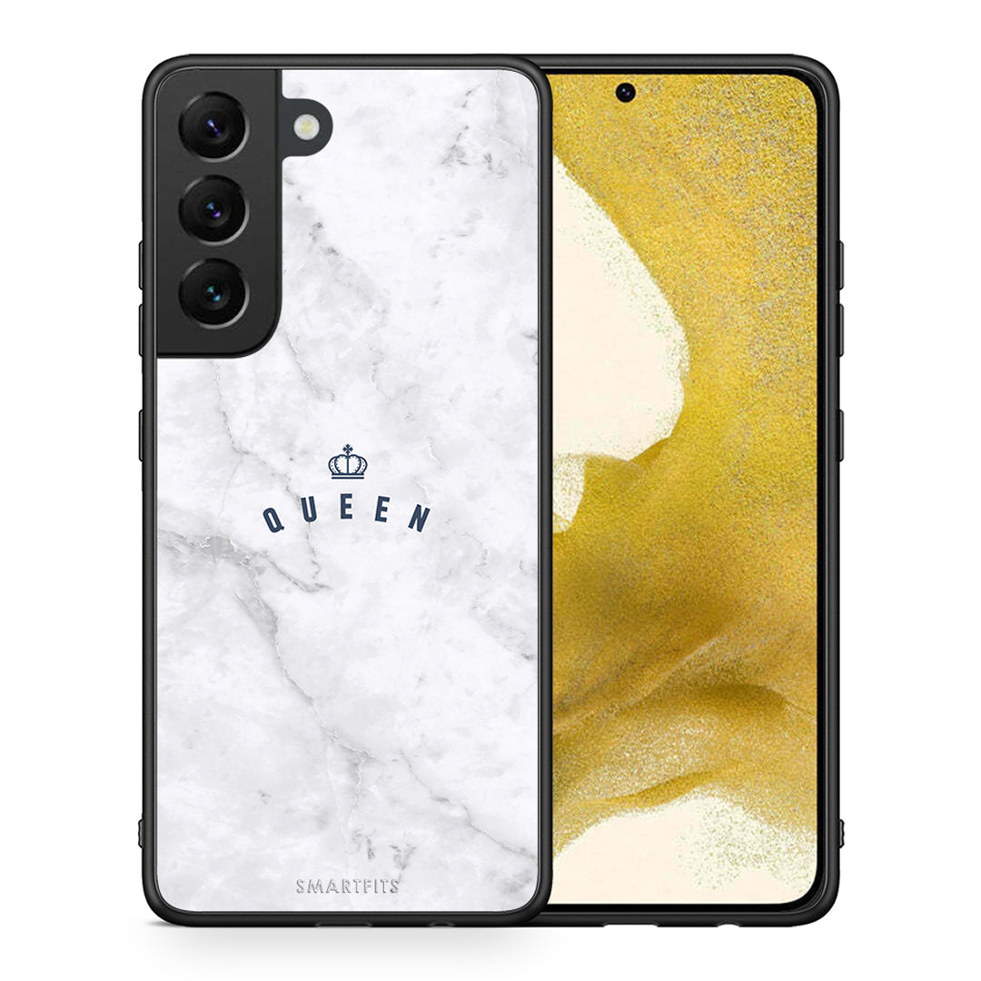 Θήκη Samsung S22 Queen Marble από τη Smartfits με σχέδιο στο πίσω μέρος και μαύρο περίβλημα | Samsung S22 Queen Marble case with colorful back and black bezels