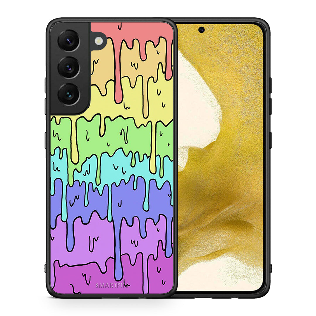 Θήκη Samsung S22 Melting Rainbow από τη Smartfits με σχέδιο στο πίσω μέρος και μαύρο περίβλημα | Samsung S22 Melting Rainbow case with colorful back and black bezels