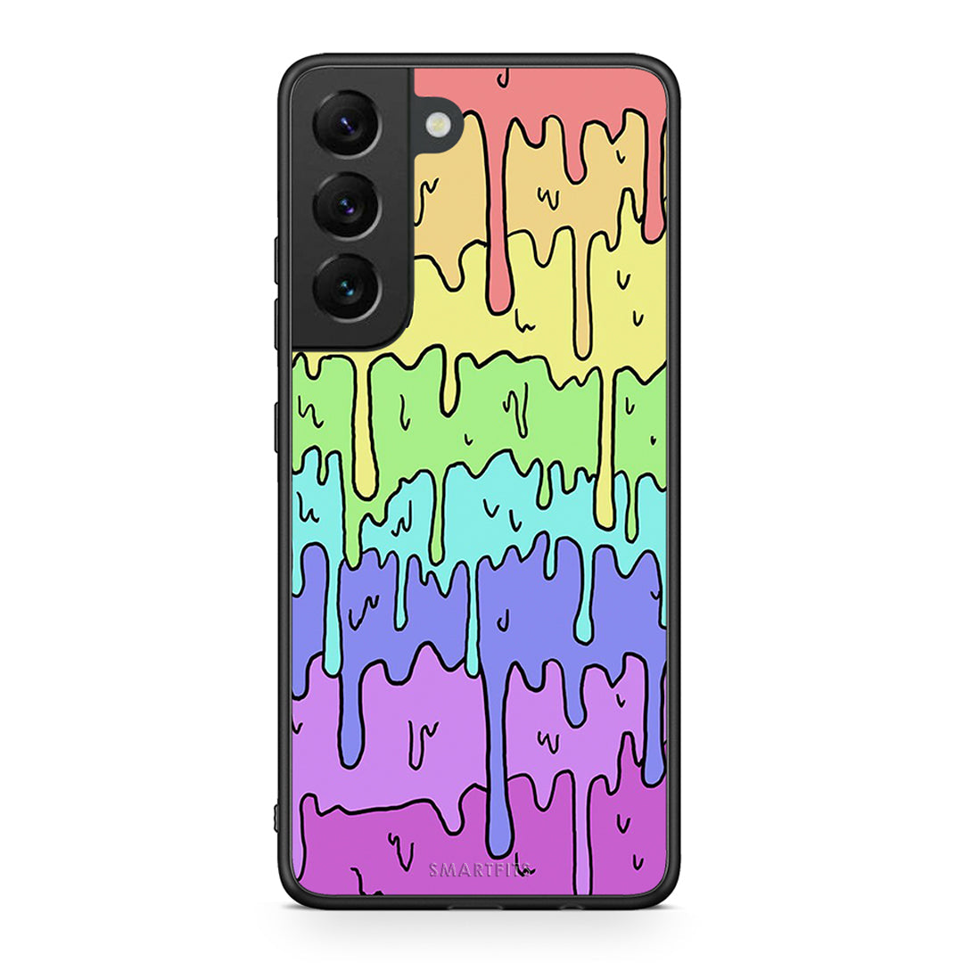 Samsung S22 Melting Rainbow θήκη από τη Smartfits με σχέδιο στο πίσω μέρος και μαύρο περίβλημα | Smartphone case with colorful back and black bezels by Smartfits