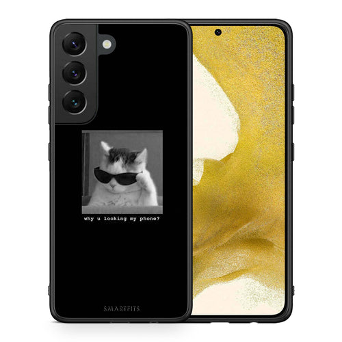Θήκη Samsung S22 Meme Cat από τη Smartfits με σχέδιο στο πίσω μέρος και μαύρο περίβλημα | Samsung S22 Meme Cat case with colorful back and black bezels