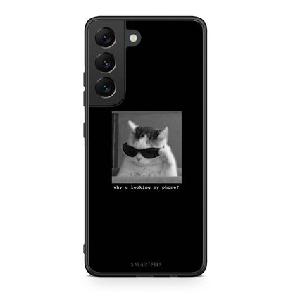 Samsung S22 Meme Cat θήκη από τη Smartfits με σχέδιο στο πίσω μέρος και μαύρο περίβλημα | Smartphone case with colorful back and black bezels by Smartfits