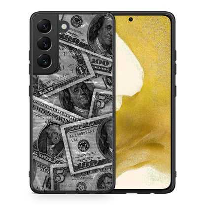 Θήκη Samsung S22 Money Dollars από τη Smartfits με σχέδιο στο πίσω μέρος και μαύρο περίβλημα | Samsung S22 Money Dollars case with colorful back and black bezels