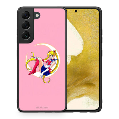 Θήκη Samsung S22 Moon Girl από τη Smartfits με σχέδιο στο πίσω μέρος και μαύρο περίβλημα | Samsung S22 Moon Girl case with colorful back and black bezels