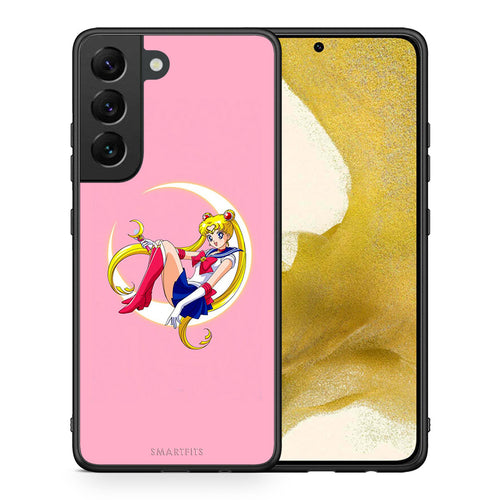 Θήκη Samsung S22 Moon Girl από τη Smartfits με σχέδιο στο πίσω μέρος και μαύρο περίβλημα | Samsung S22 Moon Girl case with colorful back and black bezels