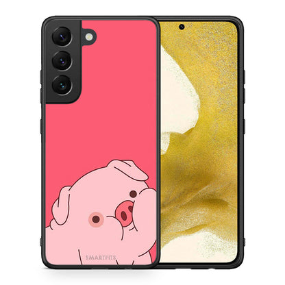 Θήκη Αγίου Βαλεντίνου Samsung S22 Pig Love 1 από τη Smartfits με σχέδιο στο πίσω μέρος και μαύρο περίβλημα | Samsung S22 Pig Love 1 case with colorful back and black bezels