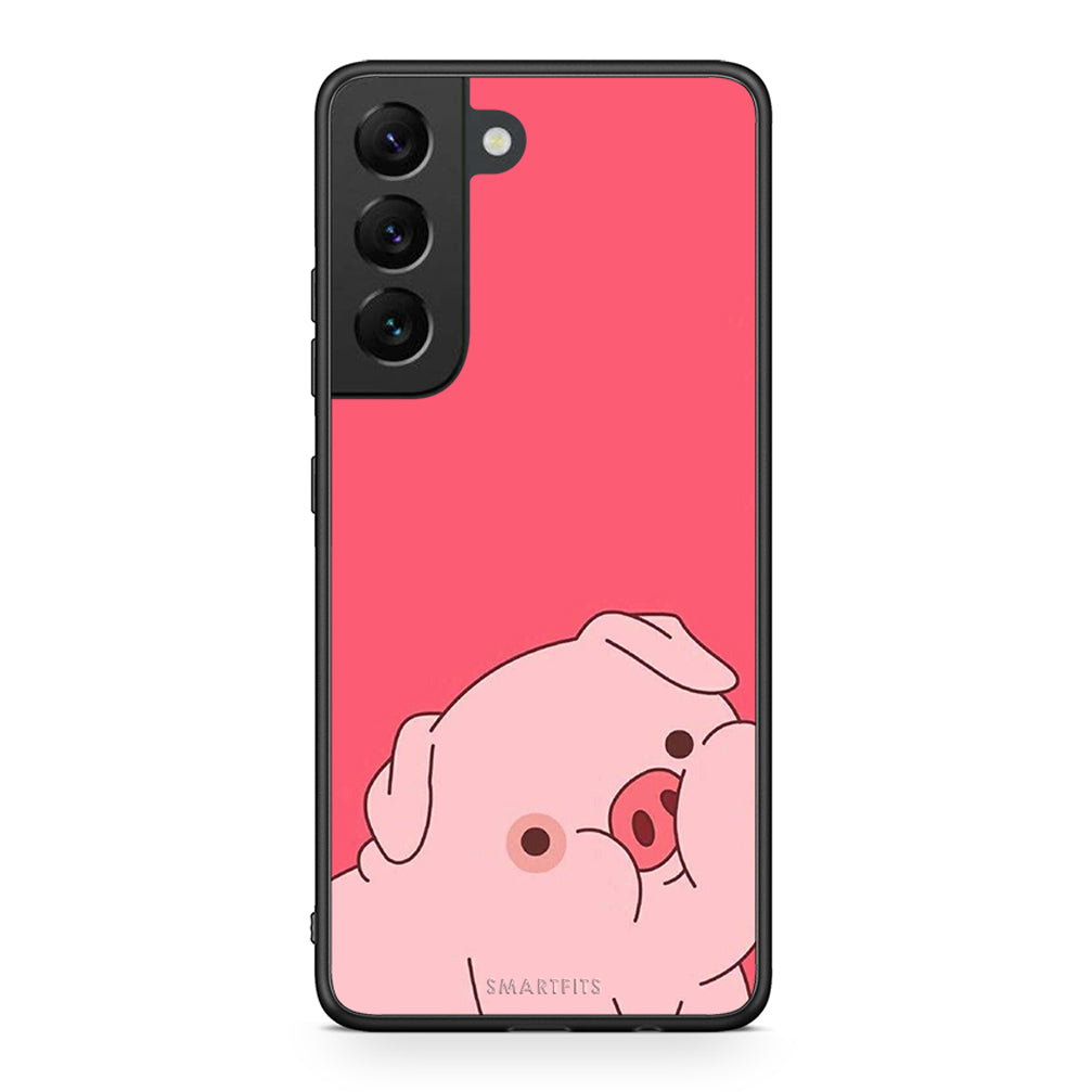 Samsung S22 Pig Love 1 Θήκη Αγίου Βαλεντίνου από τη Smartfits με σχέδιο στο πίσω μέρος και μαύρο περίβλημα | Smartphone case with colorful back and black bezels by Smartfits