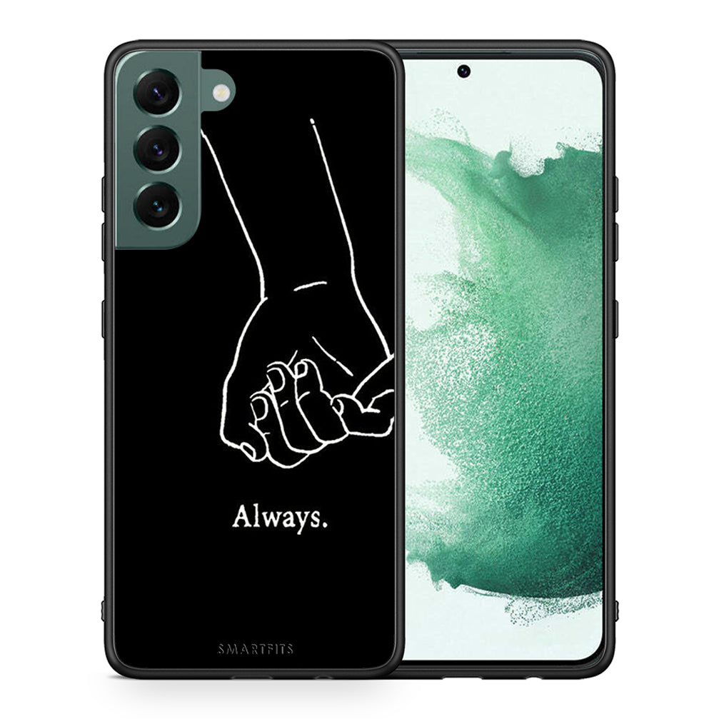 Θήκη Αγίου Βαλεντίνου Samsung S22 Plus Always & Forever 1 από τη Smartfits με σχέδιο στο πίσω μέρος και μαύρο περίβλημα | Samsung S22 Plus Always & Forever 1 case with colorful back and black bezels