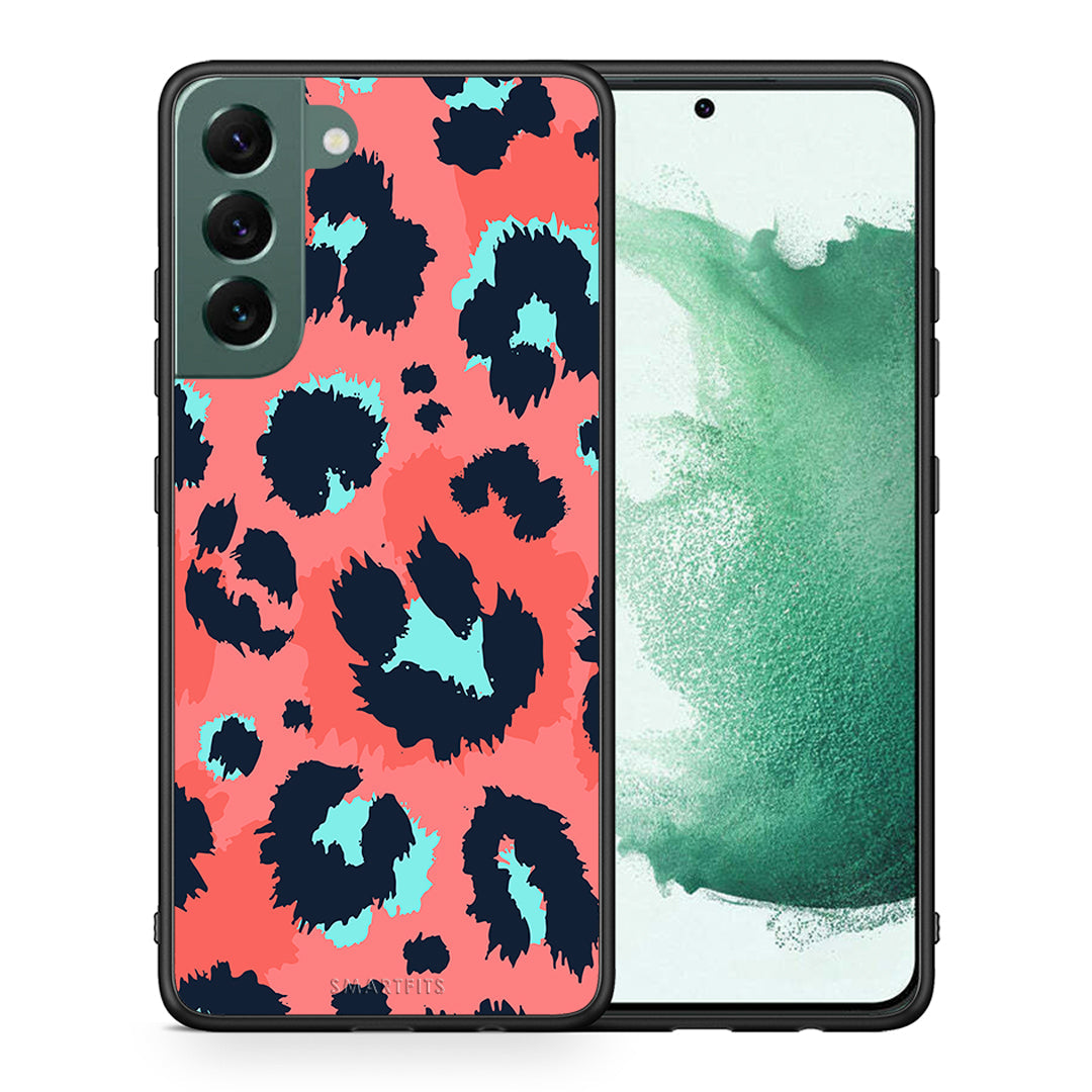Θήκη Samsung S22 Plus Pink Leopard Animal από τη Smartfits με σχέδιο στο πίσω μέρος και μαύρο περίβλημα | Samsung S22 Plus Pink Leopard Animal case with colorful back and black bezels