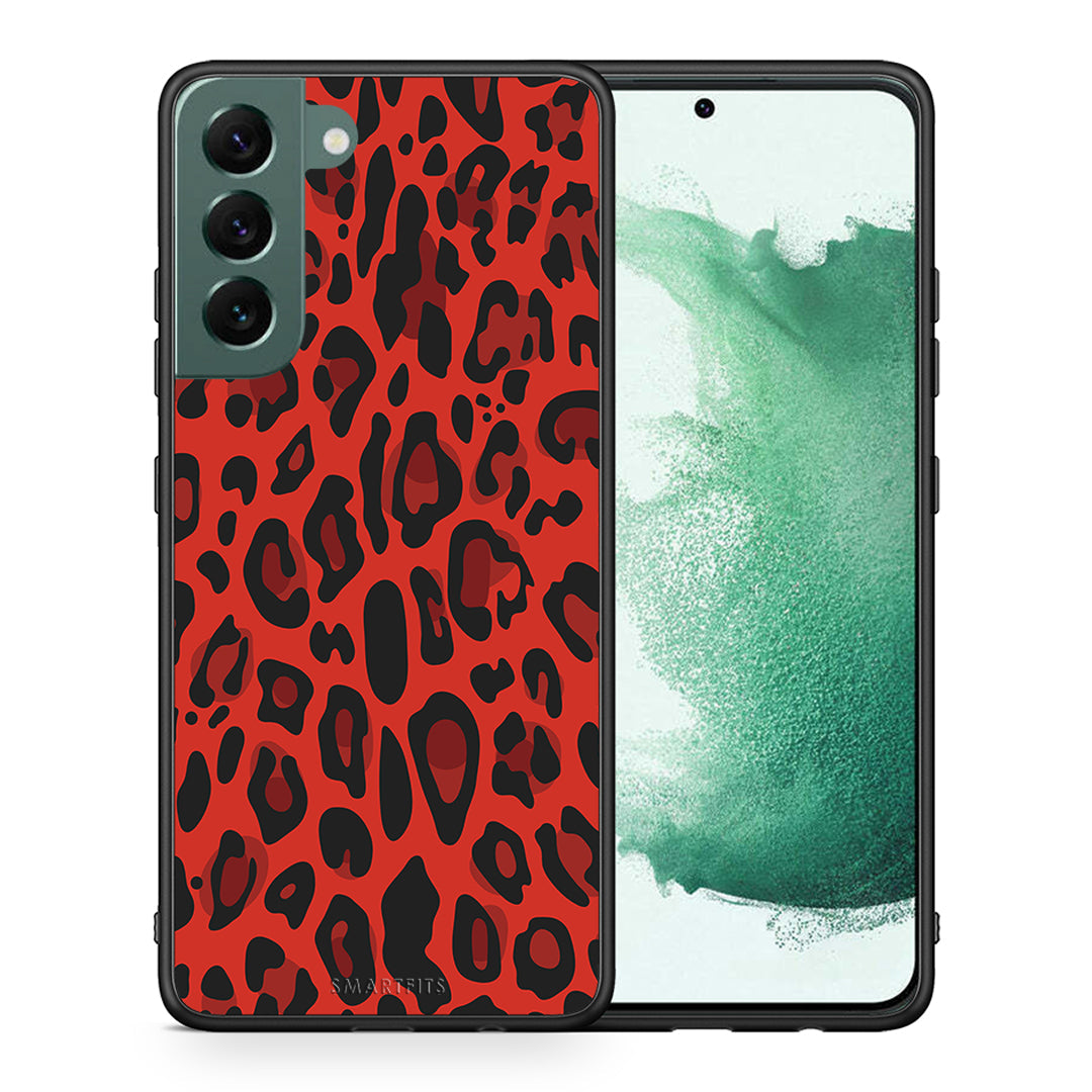 Θήκη Samsung S22 Plus Red Leopard Animal από τη Smartfits με σχέδιο στο πίσω μέρος και μαύρο περίβλημα | Samsung S22 Plus Red Leopard Animal case with colorful back and black bezels