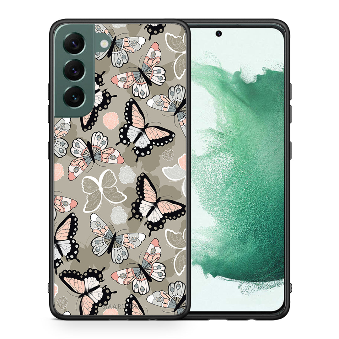 Θήκη Samsung S22 Plus Butterflies Boho από τη Smartfits με σχέδιο στο πίσω μέρος και μαύρο περίβλημα | Samsung S22 Plus Butterflies Boho case with colorful back and black bezels