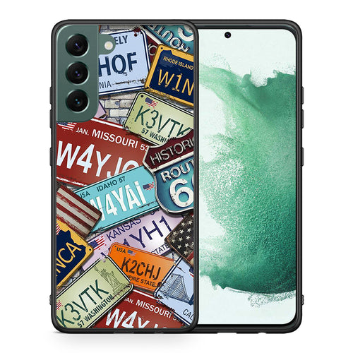 Θήκη Samsung S22 Plus Car Plates από τη Smartfits με σχέδιο στο πίσω μέρος και μαύρο περίβλημα | Samsung S22 Plus Car Plates case with colorful back and black bezels