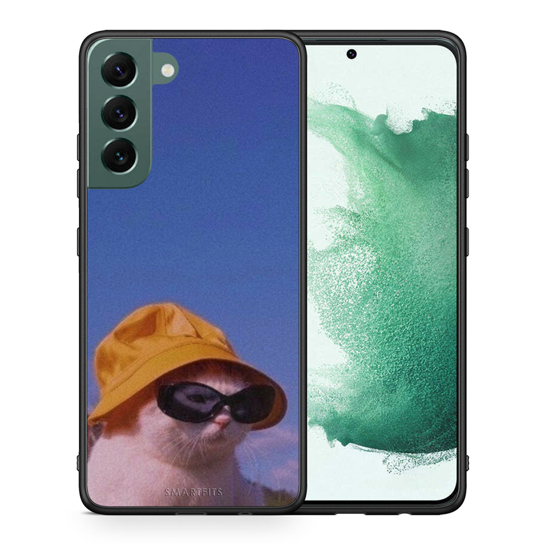Θήκη Samsung S22 Plus Cat Diva από τη Smartfits με σχέδιο στο πίσω μέρος και μαύρο περίβλημα | Samsung S22 Plus Cat Diva case with colorful back and black bezels