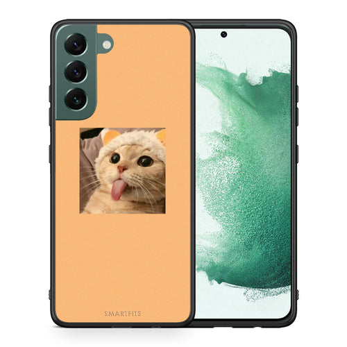 Θήκη Samsung S22 Plus Cat Tongue από τη Smartfits με σχέδιο στο πίσω μέρος και μαύρο περίβλημα | Samsung S22 Plus Cat Tongue case with colorful back and black bezels