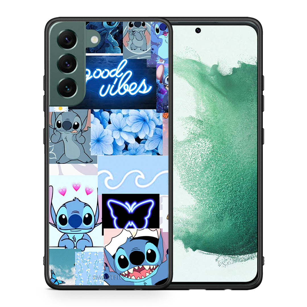 Θήκη Αγίου Βαλεντίνου Samsung S22 Plus Collage Good Vibes από τη Smartfits με σχέδιο στο πίσω μέρος και μαύρο περίβλημα | Samsung S22 Plus Collage Good Vibes case with colorful back and black bezels