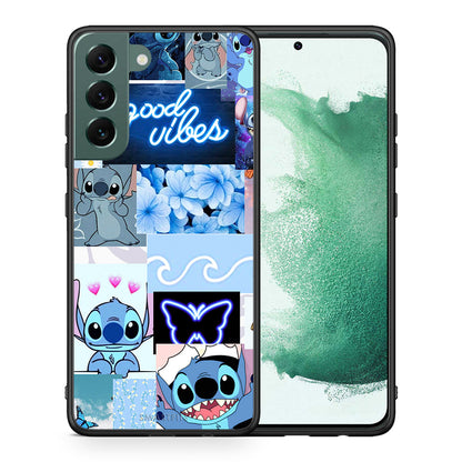 Θήκη Αγίου Βαλεντίνου Samsung S22 Plus Collage Good Vibes από τη Smartfits με σχέδιο στο πίσω μέρος και μαύρο περίβλημα | Samsung S22 Plus Collage Good Vibes case with colorful back and black bezels