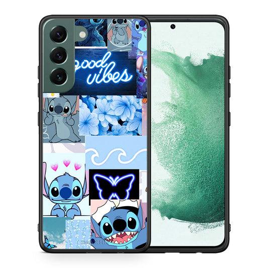 Θήκη Αγίου Βαλεντίνου Samsung S22 Plus Collage Good Vibes από τη Smartfits με σχέδιο στο πίσω μέρος και μαύρο περίβλημα | Samsung S22 Plus Collage Good Vibes case with colorful back and black bezels