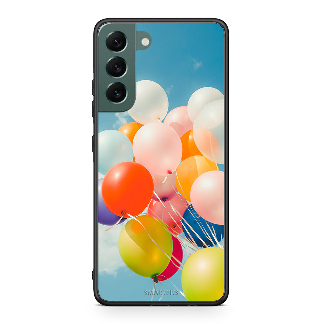 Samsung S22 Plus Colorful Balloons θήκη από τη Smartfits με σχέδιο στο πίσω μέρος και μαύρο περίβλημα | Smartphone case with colorful back and black bezels by Smartfits