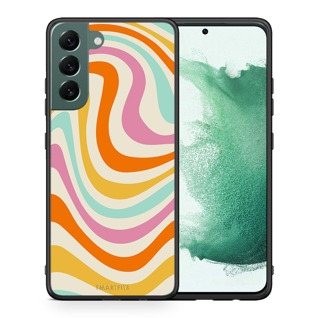 Θήκη Samsung S22 Plus Colourful Waves από τη Smartfits με σχέδιο στο πίσω μέρος και μαύρο περίβλημα | Samsung S22 Plus Colourful Waves case with colorful back and black bezels