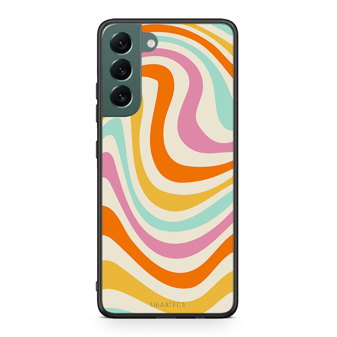 Samsung S22 Plus Colourful Waves θήκη από τη Smartfits με σχέδιο στο πίσω μέρος και μαύρο περίβλημα | Smartphone case with colorful back and black bezels by Smartfits