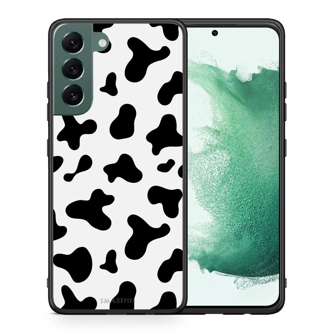 Θήκη Samsung S22 Plus Cow Print από τη Smartfits με σχέδιο στο πίσω μέρος και μαύρο περίβλημα | Samsung S22 Plus Cow Print case with colorful back and black bezels