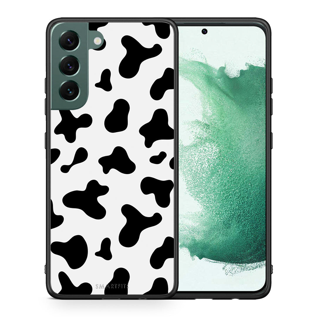 Θήκη Samsung S22 Plus Cow Print από τη Smartfits με σχέδιο στο πίσω μέρος και μαύρο περίβλημα | Samsung S22 Plus Cow Print case with colorful back and black bezels