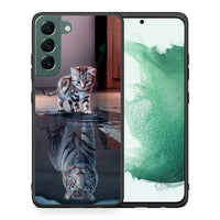 Thumbnail for Θήκη Samsung S22 Plus Tiger Cute από τη Smartfits με σχέδιο στο πίσω μέρος και μαύρο περίβλημα | Samsung S22 Plus Tiger Cute case with colorful back and black bezels