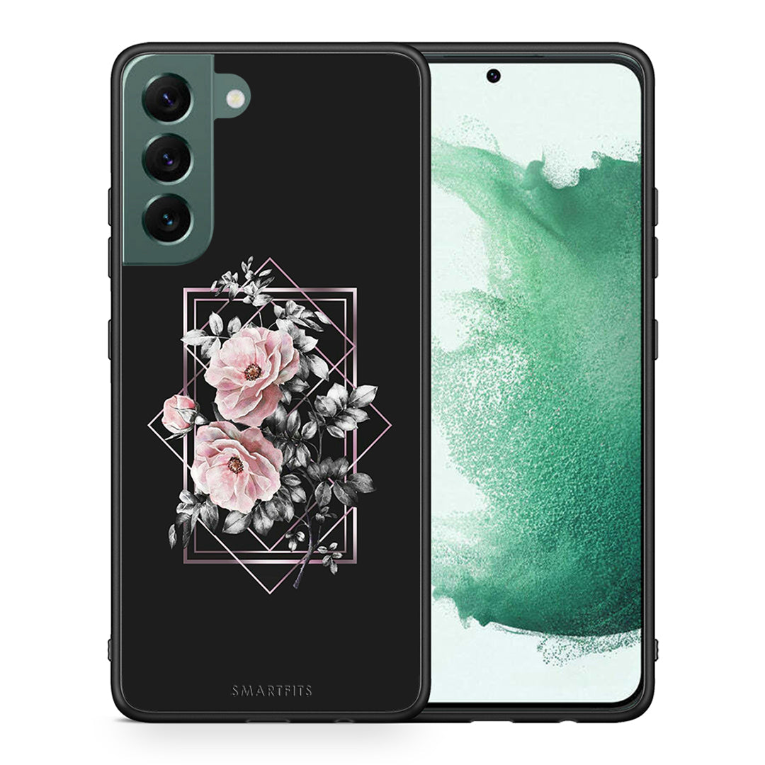 Θήκη Samsung S22 Plus Frame Flower από τη Smartfits με σχέδιο στο πίσω μέρος και μαύρο περίβλημα | Samsung S22 Plus Frame Flower case with colorful back and black bezels