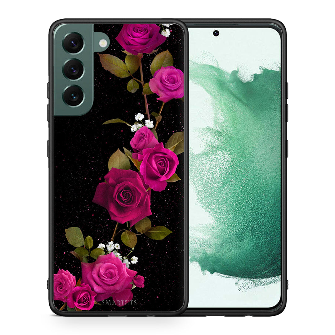 Θήκη Samsung S22 Plus Red Roses Flower από τη Smartfits με σχέδιο στο πίσω μέρος και μαύρο περίβλημα | Samsung S22 Plus Red Roses Flower case with colorful back and black bezels