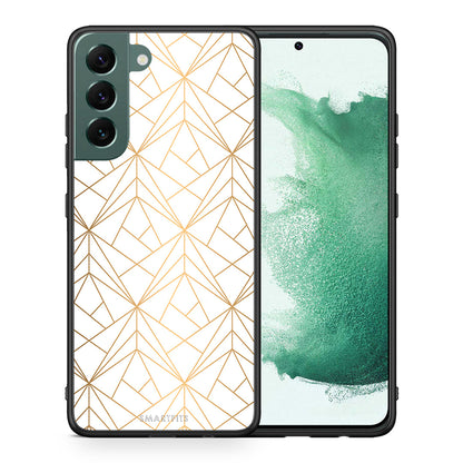 Θήκη Samsung S22 Plus Luxury White Geometric από τη Smartfits με σχέδιο στο πίσω μέρος και μαύρο περίβλημα | Samsung S22 Plus Luxury White Geometric case with colorful back and black bezels