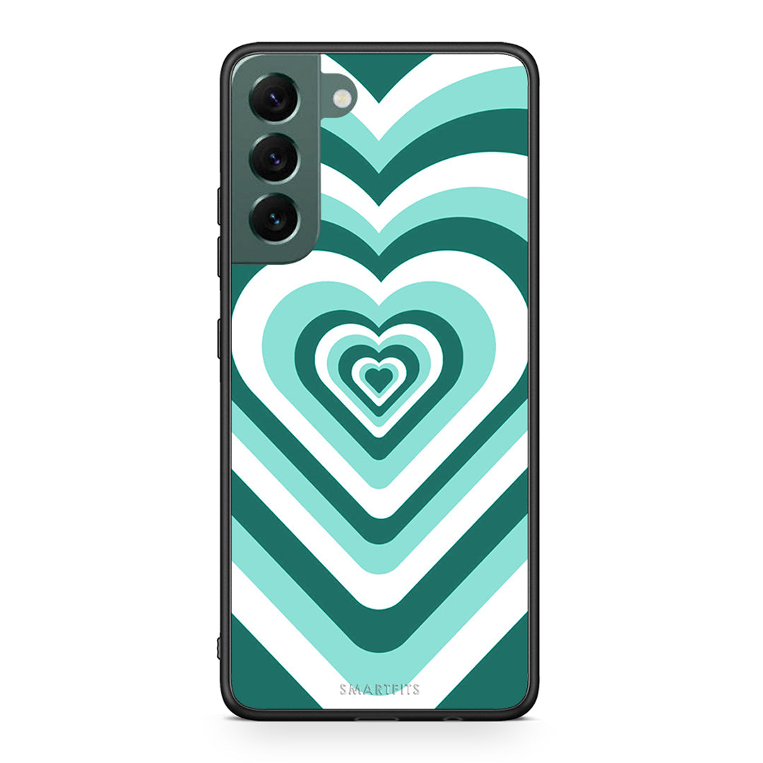 Samsung S22 Plus Green Hearts θήκη από τη Smartfits με σχέδιο στο πίσω μέρος και μαύρο περίβλημα | Smartphone case with colorful back and black bezels by Smartfits