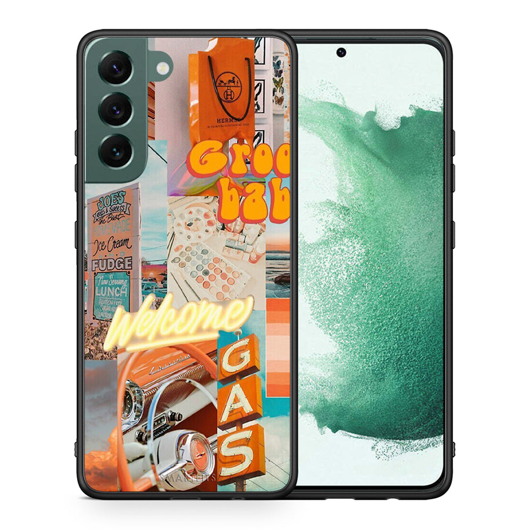 Θήκη Αγίου Βαλεντίνου Samsung S22 Plus Groovy Babe από τη Smartfits με σχέδιο στο πίσω μέρος και μαύρο περίβλημα | Samsung S22 Plus Groovy Babe case with colorful back and black bezels