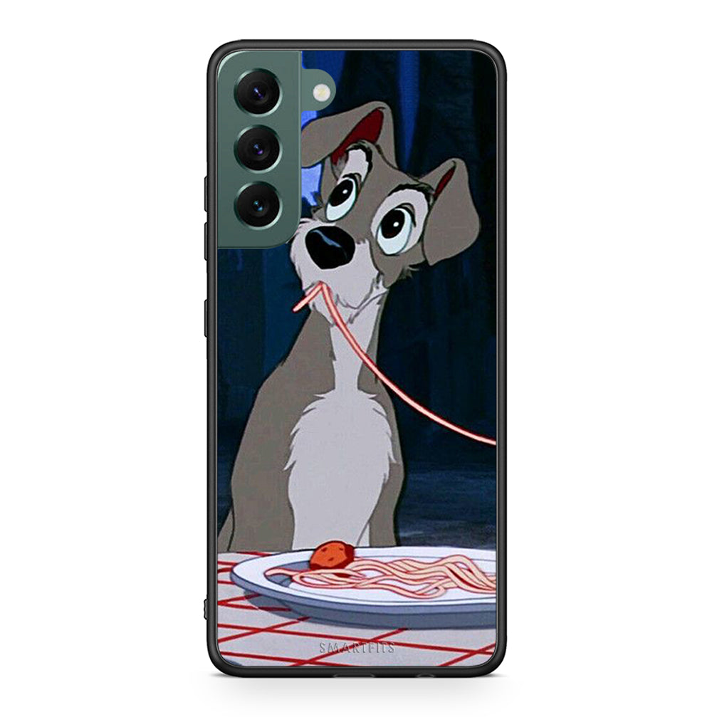 Samsung S22 Plus Lady And Tramp 1 Θήκη Αγίου Βαλεντίνου από τη Smartfits με σχέδιο στο πίσω μέρος και μαύρο περίβλημα | Smartphone case with colorful back and black bezels by Smartfits