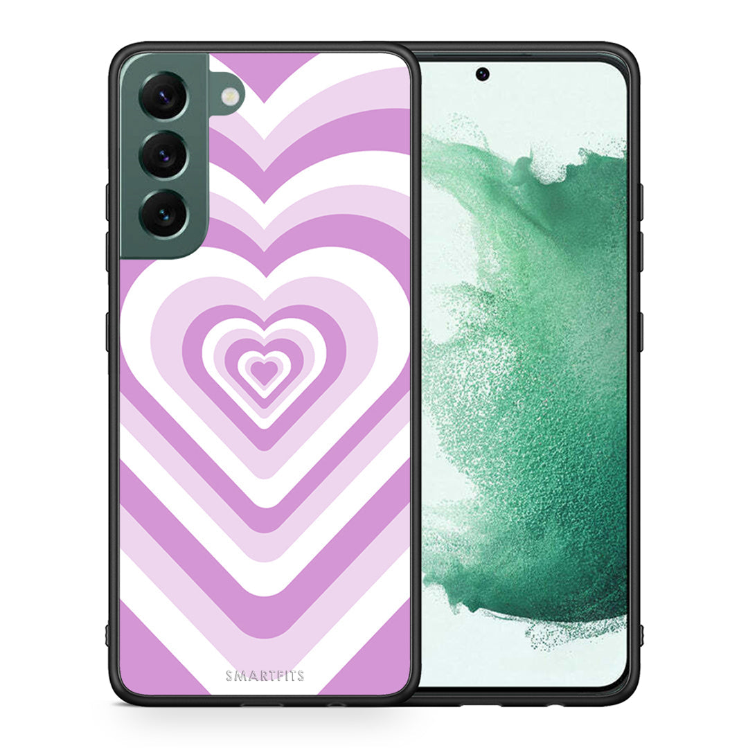 Θήκη Samsung S22 Plus Lilac Hearts από τη Smartfits με σχέδιο στο πίσω μέρος και μαύρο περίβλημα | Samsung S22 Plus Lilac Hearts case with colorful back and black bezels