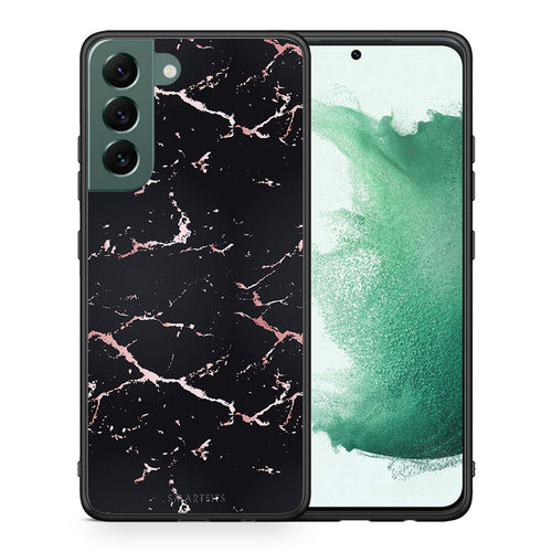 Θήκη Samsung S22 Plus Black Rosegold Marble από τη Smartfits με σχέδιο στο πίσω μέρος και μαύρο περίβλημα | Samsung S22 Plus Black Rosegold Marble case with colorful back and black bezels