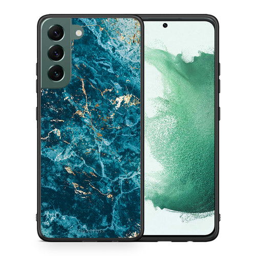 Θήκη Samsung S22 Plus Marble Blue από τη Smartfits με σχέδιο στο πίσω μέρος και μαύρο περίβλημα | Samsung S22 Plus Marble Blue case with colorful back and black bezels